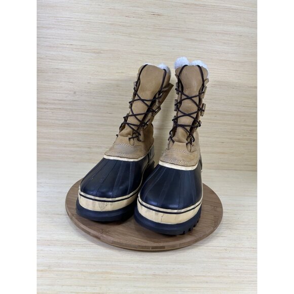 Cabelas Brown Leather Fur Lined Winter Boots Mens Size 10 - Picture 2 of 10